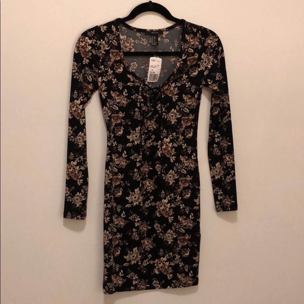 bodycon floral long sleeve dress